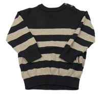 Černo-béžový pruhovaný svetr 