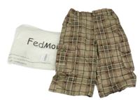 Nové - Béžovo-černo-mahagonové kostkované cargo kalhoty 