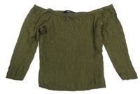 Khaki žebrované crop triko New Look