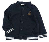 Tmavomodrá propínací mikina s písmenem 