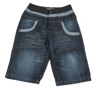 Tmavomodré riflové kraťasy s úpletovým pasem No Fear