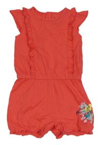 Tmavorůžový bavlněný kraťasový overal s potiskem Lupilu