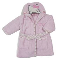 Růžový chlupatý župan s Hello Kitty a kapucí Sanrio