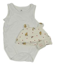 2Set Bílé body + Smetanová čepice s Pú 