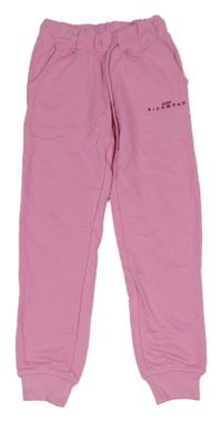 Růžové cuff tepláky s nápisem 