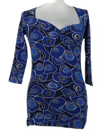 Nové - Dámské modro-černo-bílé vzorované triko More&More