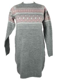 Dámské šedé svetrové šaty se vzorem Esmara