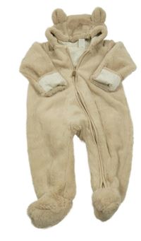 Béžová chlupatá kombinéza s kapucí s oušky H&M