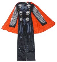Kostým - Tmavošedý overal s potiskem a pláštěm Marvel