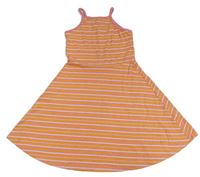 Růžovo-bílo-oranžové pruhované šaty Matalan