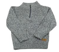 Tmavomodro-bílý melírovaný svetr se stojáčkem C&A