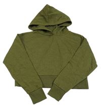 Nové - Khaki crop mikina s kapucí Candy