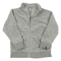 Šedá sametová propínací mikina s mašlí 