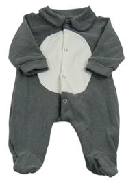 Šedo-bílý fleecový overal s límečkem 