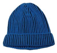 Modro-černá žebrovaná čepice Topolino