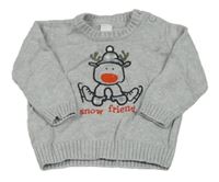 Šedý melírovaný svetr se sobem C&A