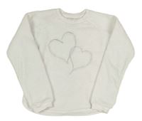 Bílá chlupatá mikina se srdíčky Kids