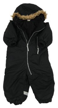 Černá šusťáková zimní kombinéza s kapucí H&M