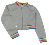 Šedá třpytivá propínací crop mikina s pruhovanými lemy Pepperts