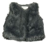 Tmavošedá kožešinová podšitá vesta Primark