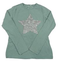 Světlekhaki triko s hvězdou z flitrů Name it