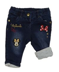 Tmavomodré podšité rifle s nášivkami - Minnie C&A