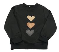 Černá mikina se srdíčky 