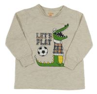 Světlebéžová melírovaná mikina s krokodýlkem a míčem a nápisy LC WaIKIKI