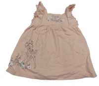 Světlerůžové bavlněné šaty s Bambim Disney