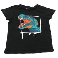 Černé tričko s dinosaurem Urban