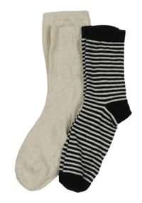 2x ponožky - smetanové + černo-bílé pruhpoané 