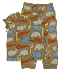 2 set - hnědo-barevné tričko se zvířátky + tepláky Pep&Co