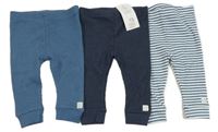 Nové - 3x žebrované tepláky - pruhované + tmavomodré + modré F&F