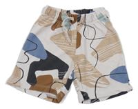 Smetanovo-hnědo-modré vzorované teplákové kraťasy H&M