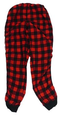 Červeno-černé kostkované fleecové pyžamové kalhoty s pruhy zn. Next 