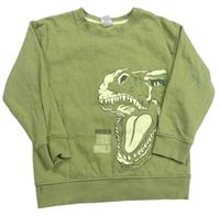 Khaki mikina s dinosaurem
