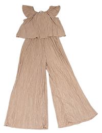 Světlerůžový plisovaný culottes overal Lindex