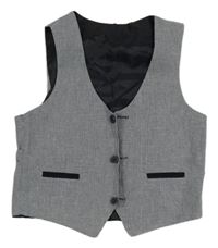 Tmavomodro-bílá vzorovaná plátěná podšitá vesta 