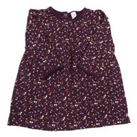 Švestkové teplákové šaty s kytičkami Topolino 