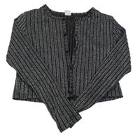 Černo-stříbrné třpytivé svetrové propínací bolerko Lindex 