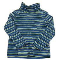 Modro-černo-limetkové pruhované triko s rolákem Lupilu