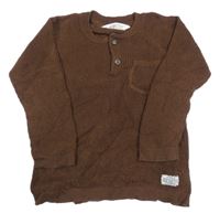 Hnědý vzorovaný svetr s kapsou H&M