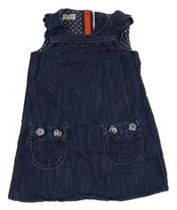 Tmavomodré riflové šaty s volánky Next 