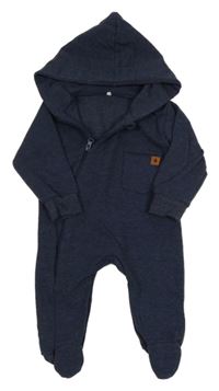 Tmavomodrá tepláková kombinéza s kapucí 