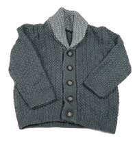 Šedý vzrorovaný propínací svetr s límcem Matalan