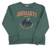 Tmavozelená mikina s potiskem Harry Potter 