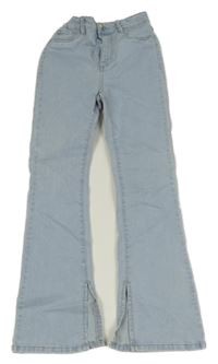 Světlemodré flare high waist rifle s rozparky Page one young