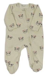 Smetanový fleecový overal s pandami George 