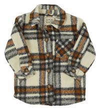 Smetanovo-šedo-rezavá kostkovaná košilová bunda Matalan