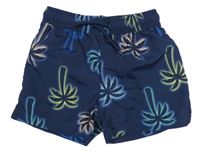 Tmavomodré plážové kraťasy s palmami zn.Matalan